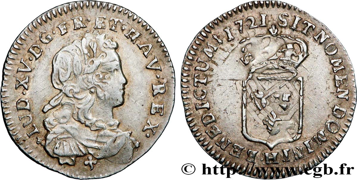 LOUIS XV DIT LE BIEN AIMÉ Douzième d écu dit  de France  1721 La Rochelle TTB