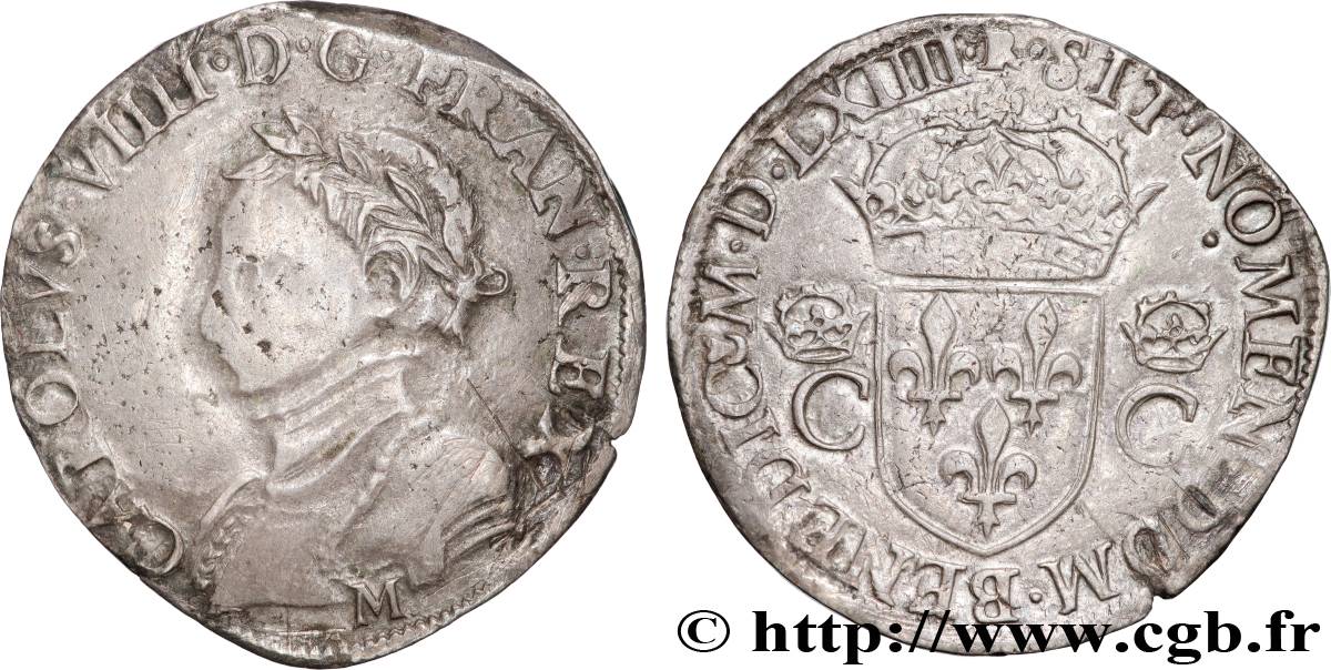 CHARLES IX Teston, 2e type 1564 (MDLXIIII) Toulouse TTB
