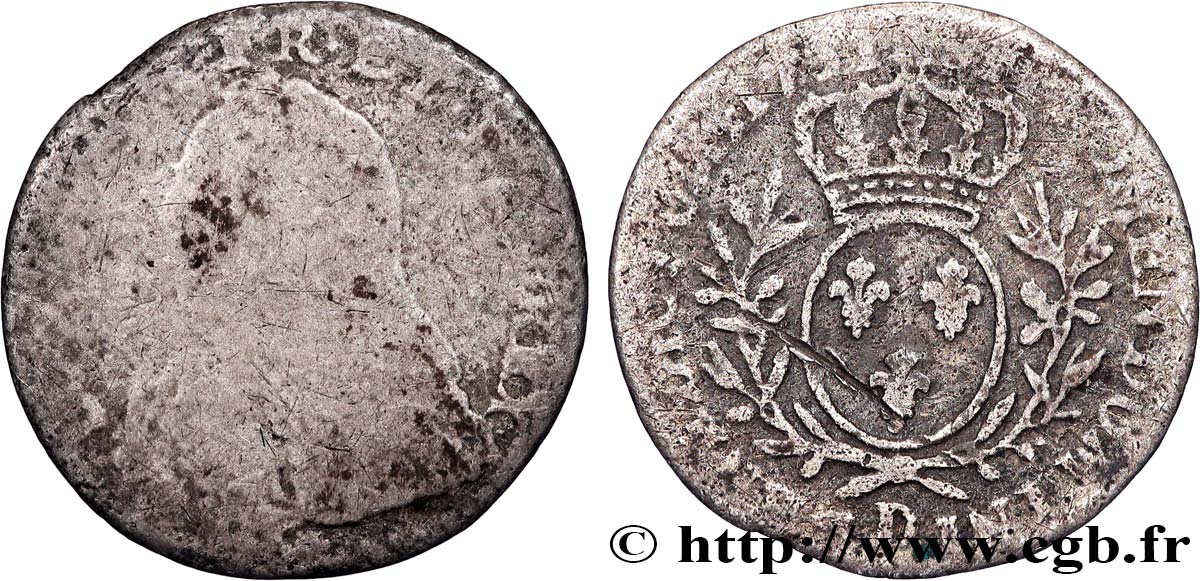 LOUIS XV THE BELOVED Dixième d’écu aux branches d’olivier, buste habillé 1731 Lyon VG/VF