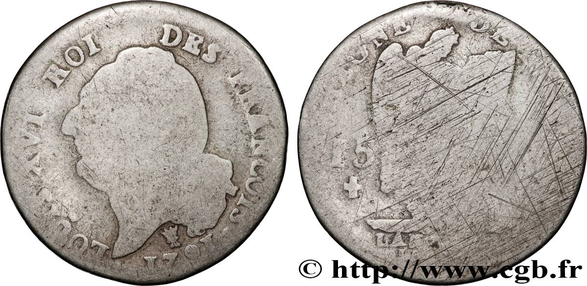 LOUIS XVI 15 sols dit  au génie , type FRANCOIS 1791 Limoges q.MB/B
