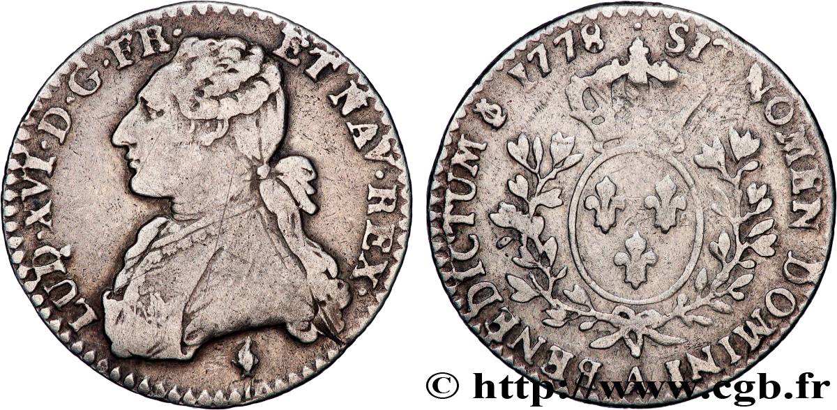 LOUIS XVI Dixième d écu aux branches d olivier 1778 Paris VF