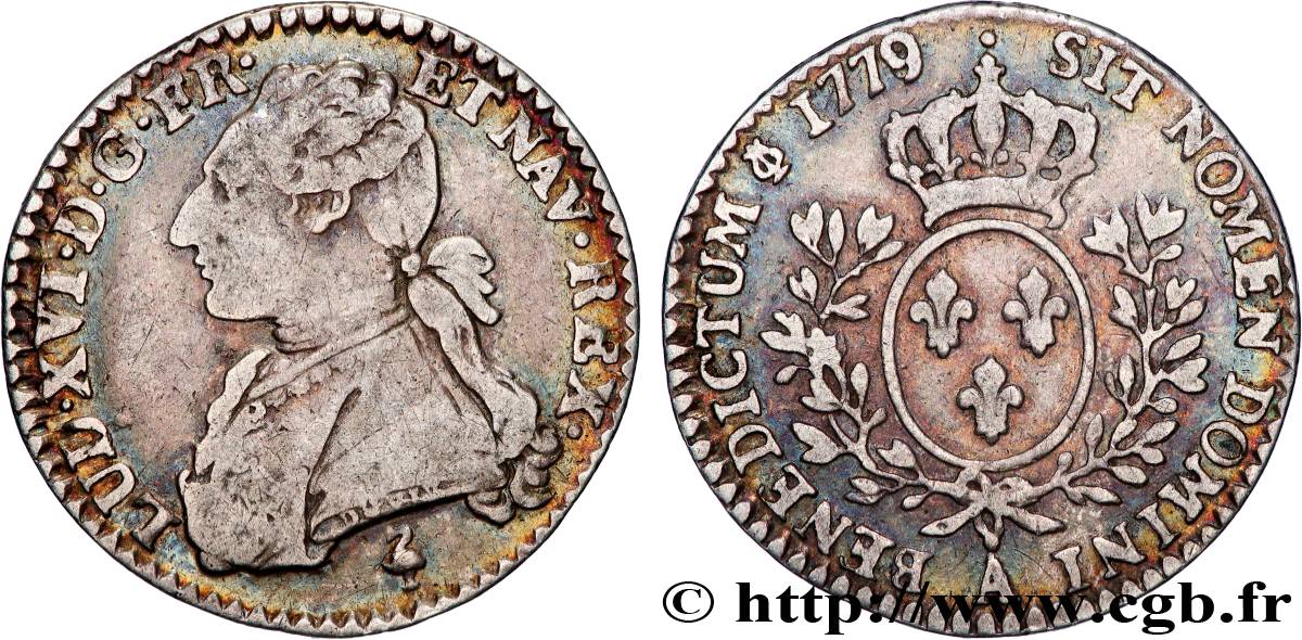 LOUIS XVI Dixième d écu aux branches d olivier 1779 Paris VF/XF