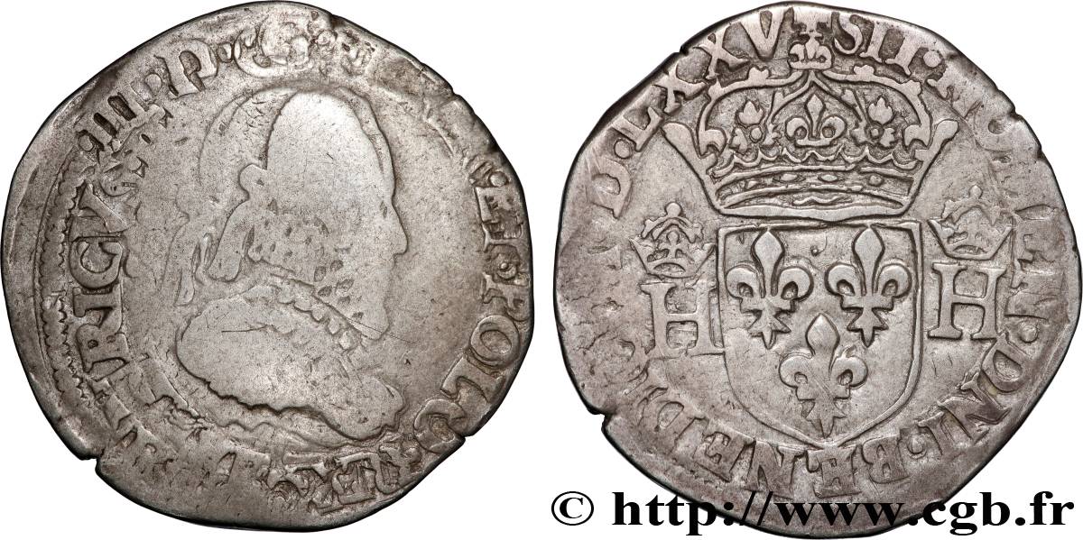 HENRY III Teston, 4e type 1575 (MDLXXV) Nantes B/q.BB