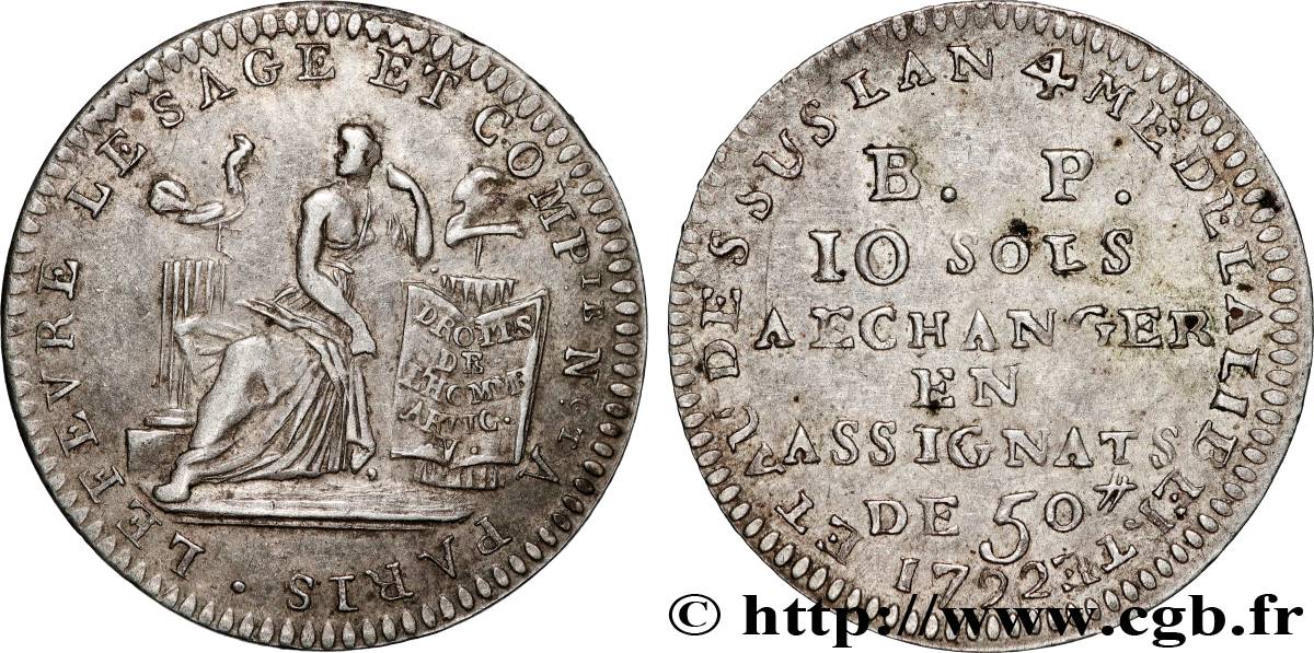 REVOLUTION COINAGE / CONFIANCE (MONNAIES DE…) 10 sols de Lefèvre Lesage et Cie 1792 Paris XF/AU