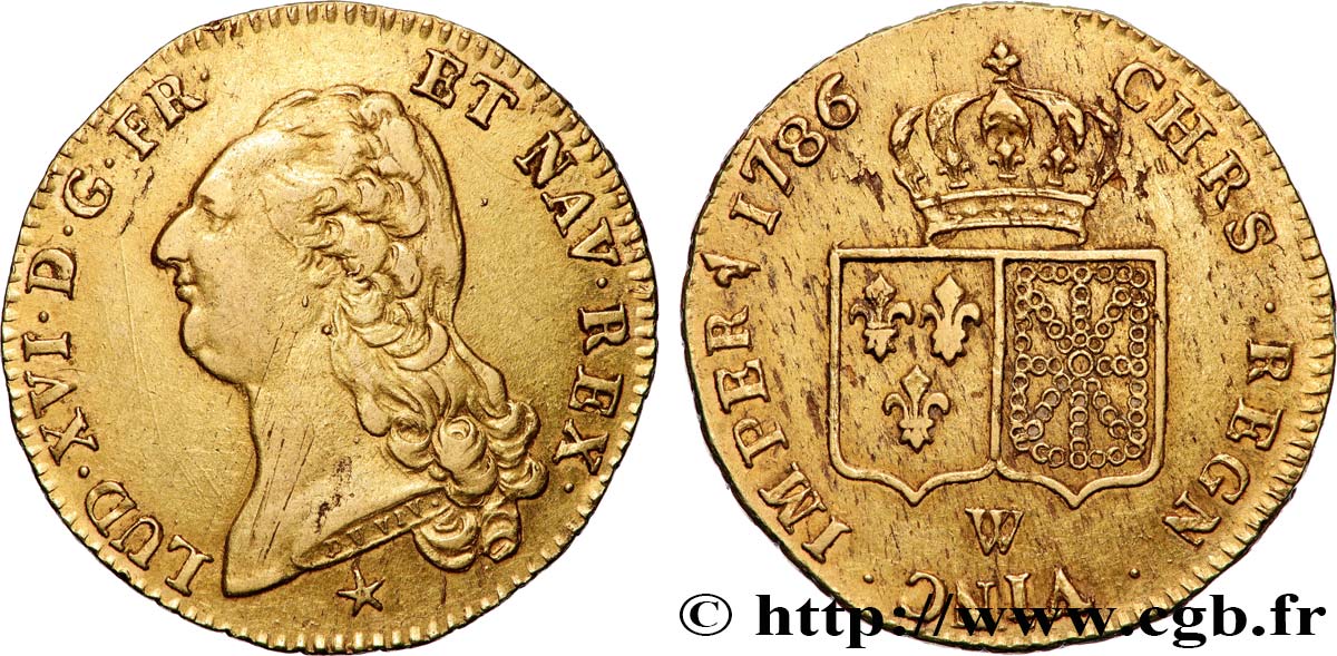 LOUIS XVI Double louis d’or aux écus accolés 1786 Lille AU