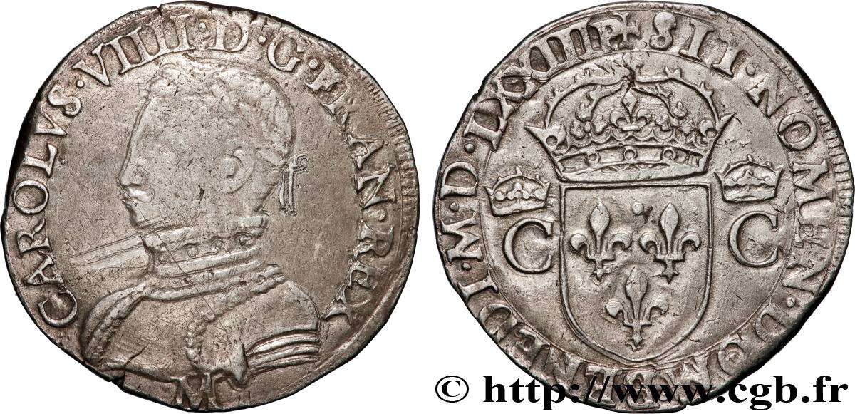 CHARLES IX Teston, 2e type 1573 Toulouse XF/AU