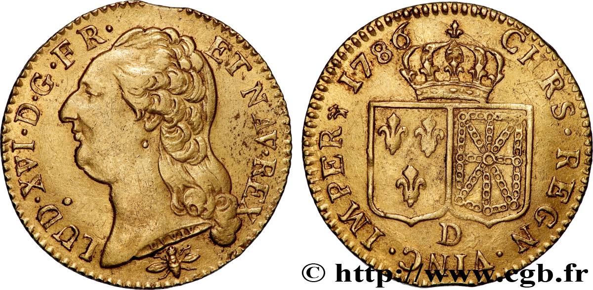 LOUIS XVI Louis d or aux écus accolés 1786 Lyon XF