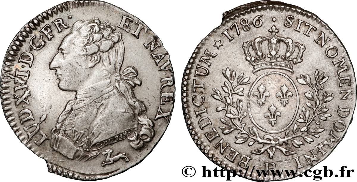 LOUIS XVI Cinquième d écu aux branches d olivier 1786 Orléans q.SPL