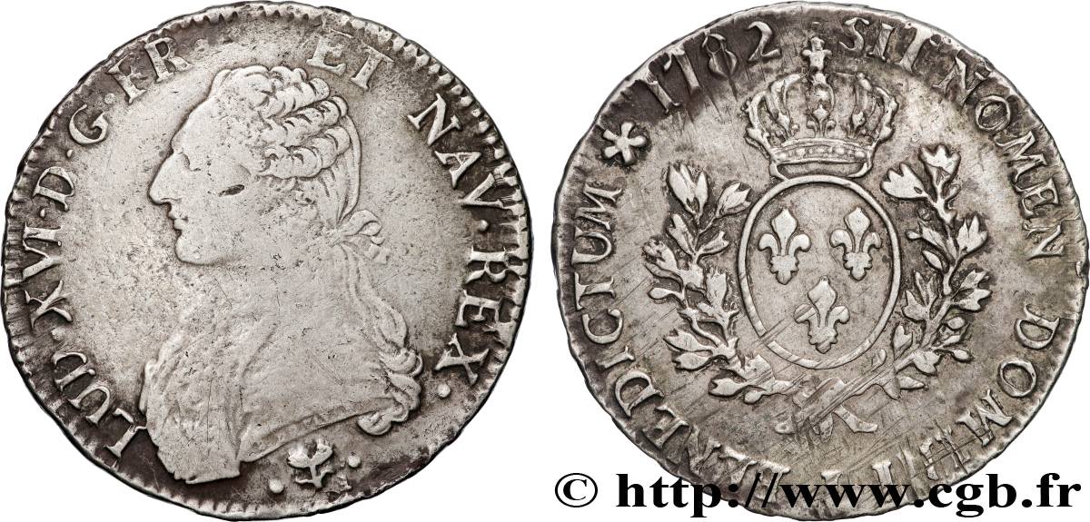 LOUIS XVI Écu aux branches d olivier 1782 Bayonne TB+/TTB