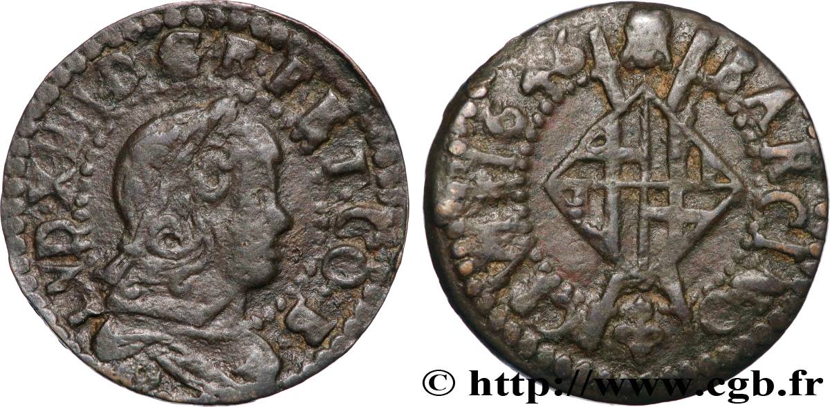 SPAIN - BARCELONA - LOUIS XIV THE SUN KING Sizain 1646 Barcelone XF/VF