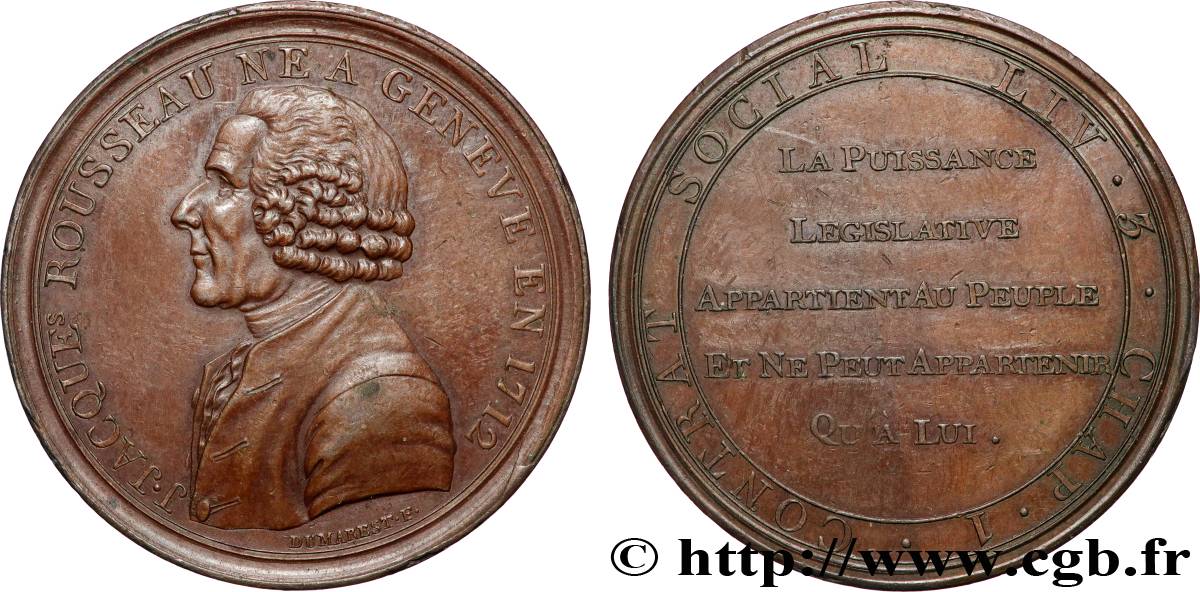 REVOLUTION COINAGE / CONFIANCE (MONNAIES DE…) Monneron à l effigie de Jean-Jacques Rousseau n.d.  AU