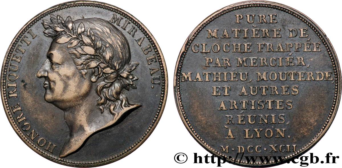 REVOLUTION COINAGE / CONFIANCE (MONNAIES DE…) Essai de Galle à l effigie de Mirabeau 1792 Lyon AU