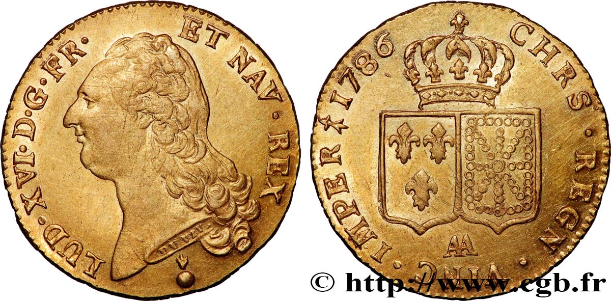 LOUIS XVI Double louis d’or aux écus accolés 1786 Metz SUP