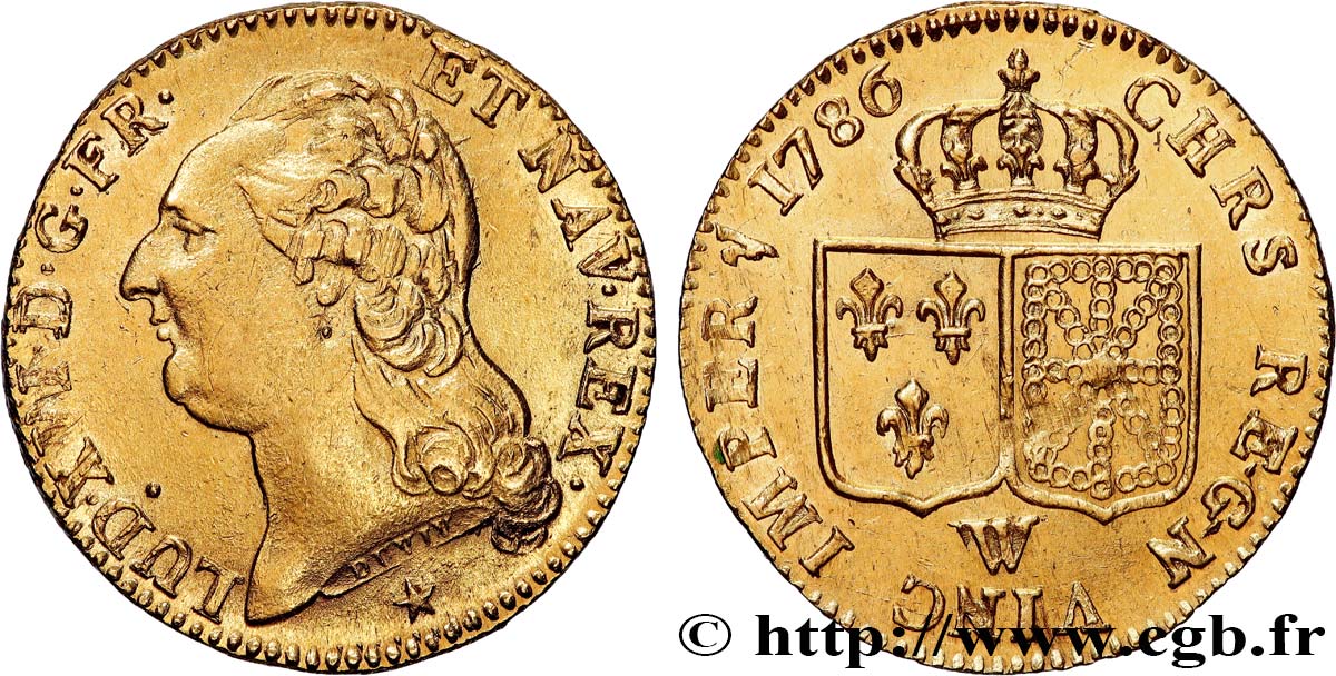 LOUIS XVI Louis d or aux écus accolés 1786 Lille MS