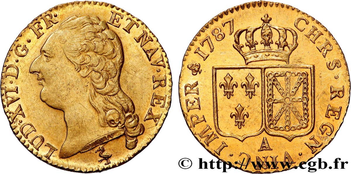 LOUIS XVI Louis d or aux écus accolés 1787 Paris AU/MS