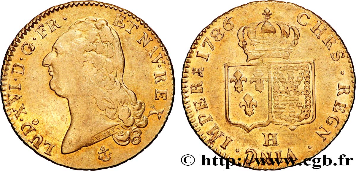 LOUIS XVI Double louis d’or aux écus accolés 1786 La Rochelle AU
