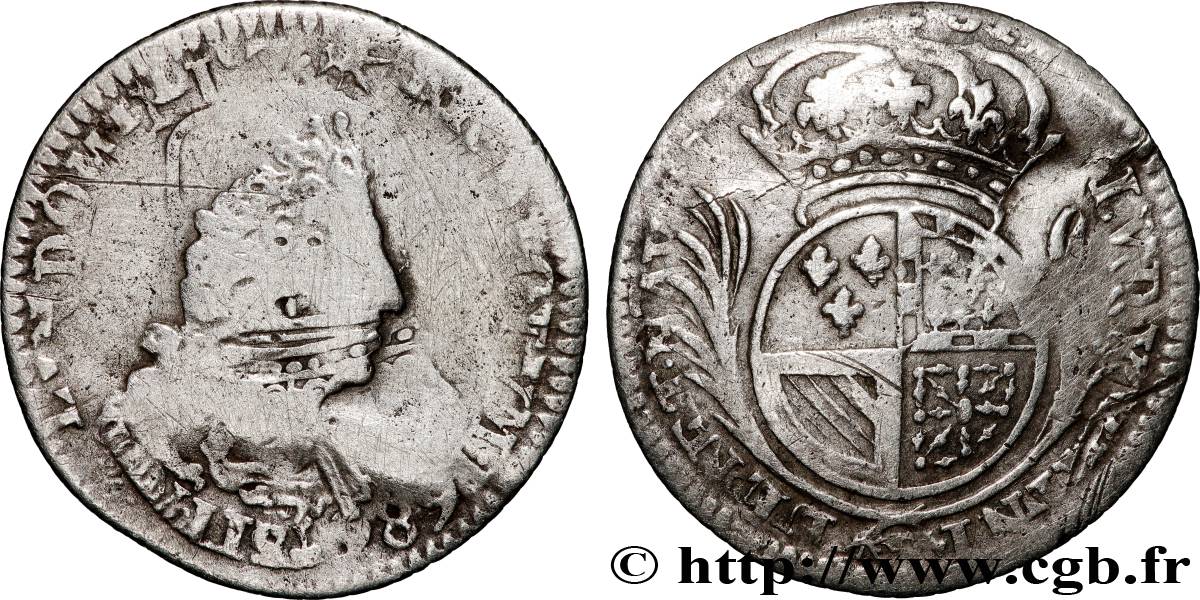 LOUIS XIV LE GRAND OU LE ROI SOLEIL Seizième d écu de Flandre aux palmes n.d. Lille B/B+