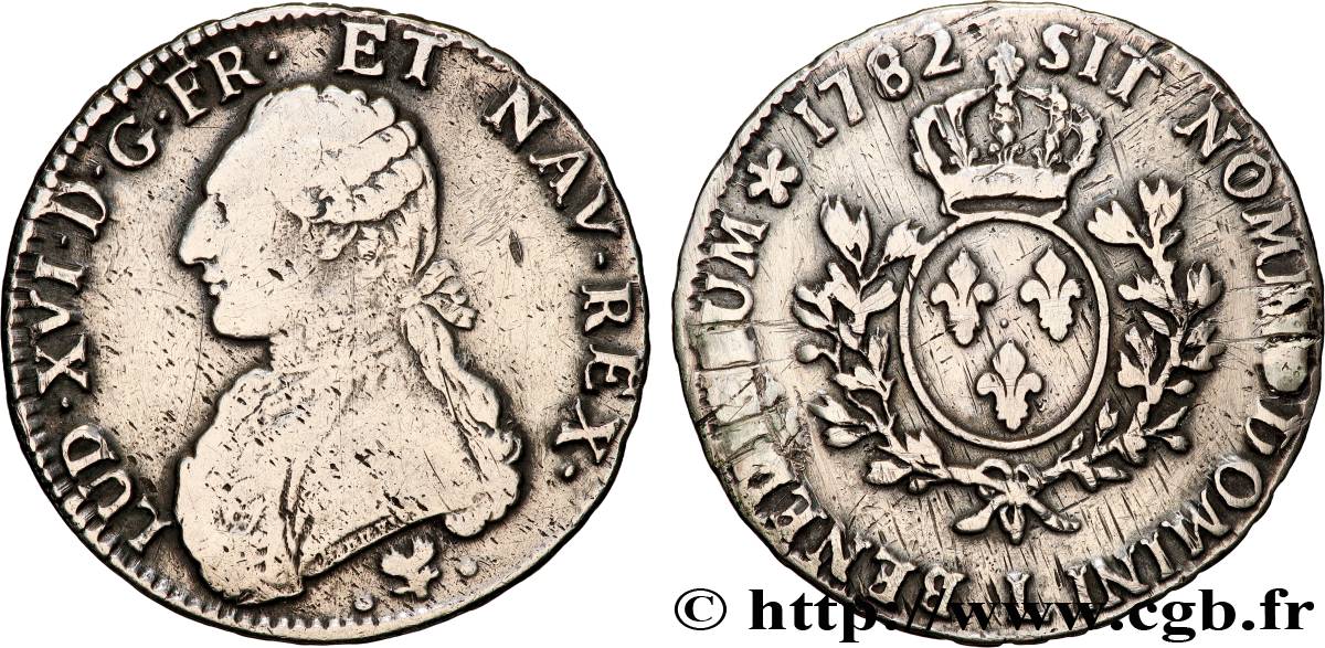 LOUIS XVI Écu aux branches d olivier 1782 Bayonne TB/TB+