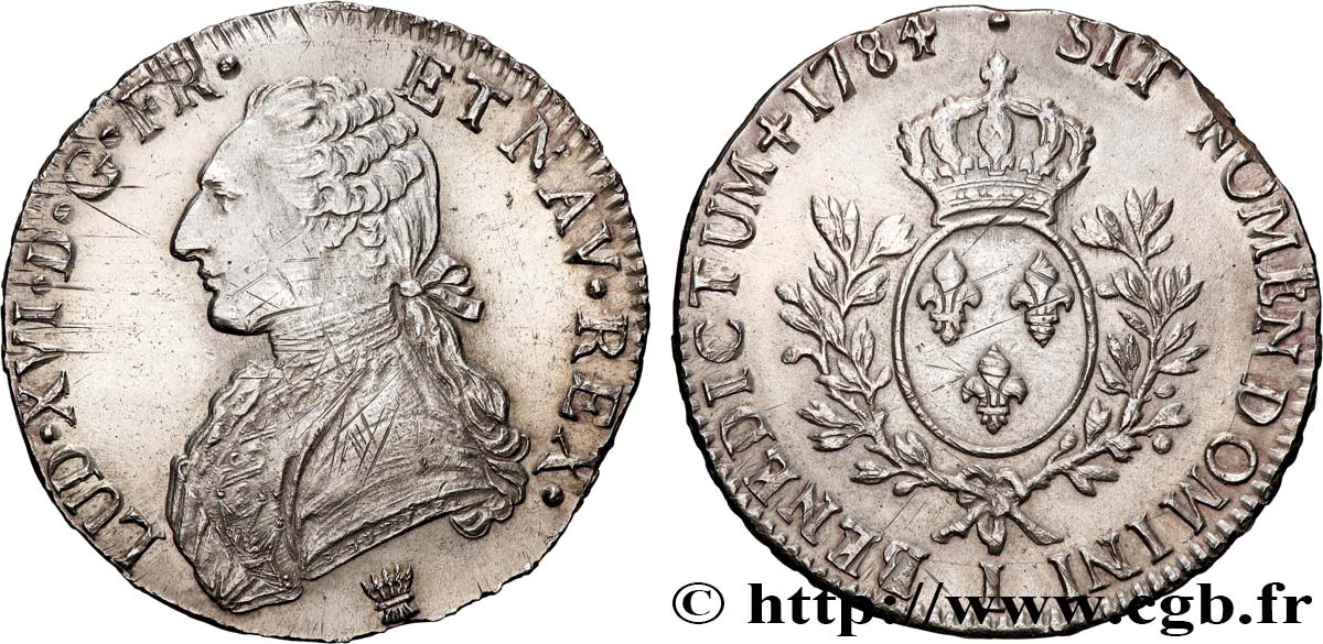 LOUIS XVI Écu aux branches d olivier 1784 Limoges TTB+