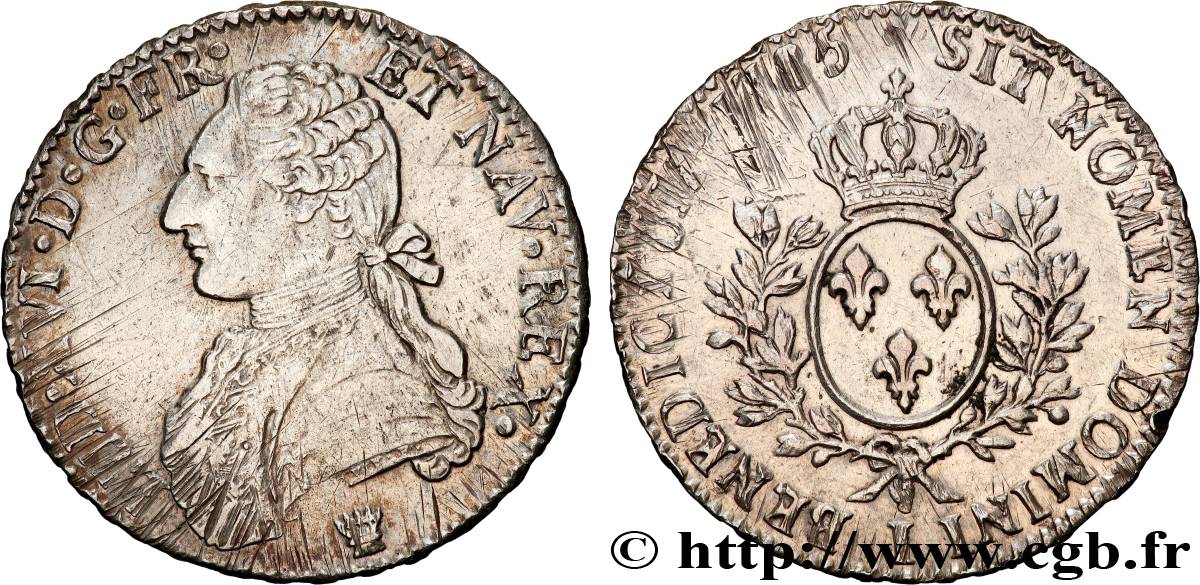 LOUIS XVI Écu aux branches d olivier 1785 Limoges TTB/TTB+