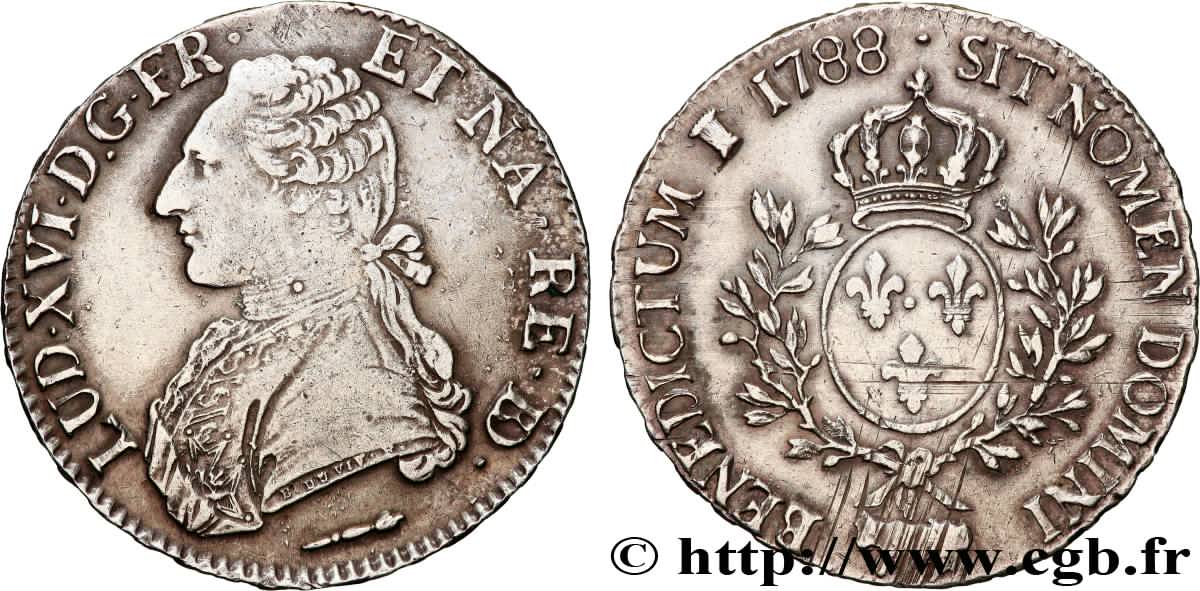 LOUIS XVI Écu aux branches d olivier 1788 Pau TTB+