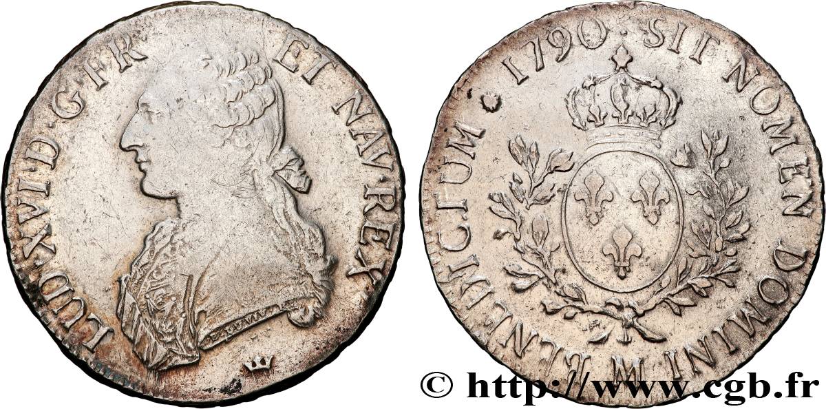 LOUIS XVI Écu aux branches d olivier 1790 Toulouse TB+/TTB+