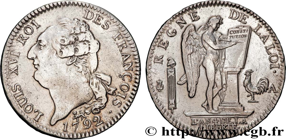 LOUIS XVI (MONARQUE CONSTITUTIONNEL)  Écu dit  au génie , type FRANÇOIS 1792 Paris TTB+
