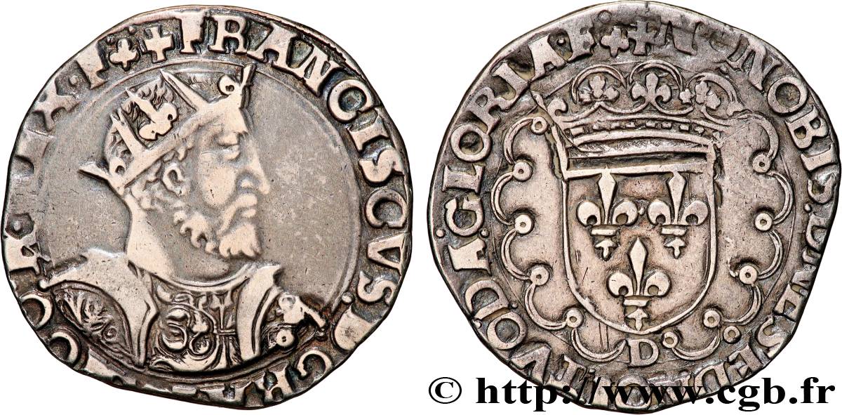 FRANCIS I Teston, 8e type s.m. Lyon XF/AU