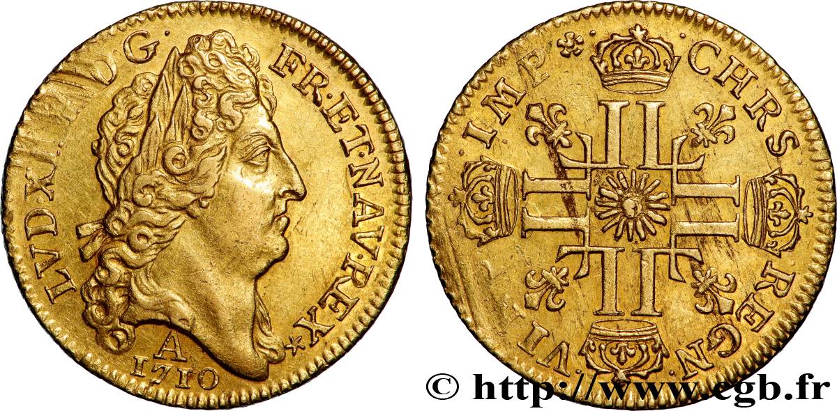 LOUIS XIV LE GRAND OU LE ROI SOLEIL Louis d or au soleil 1710 Paris
