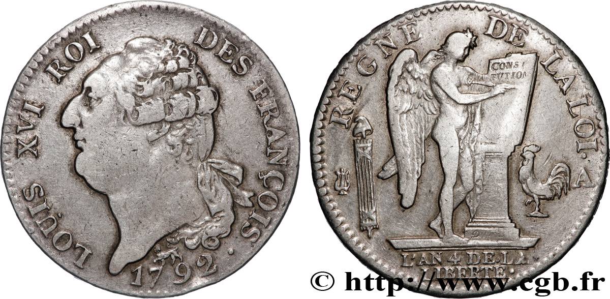 LOUIS XVI (MONARQUE CONSTITUTIONNEL)  Écu au génie 1792 Paris TTB