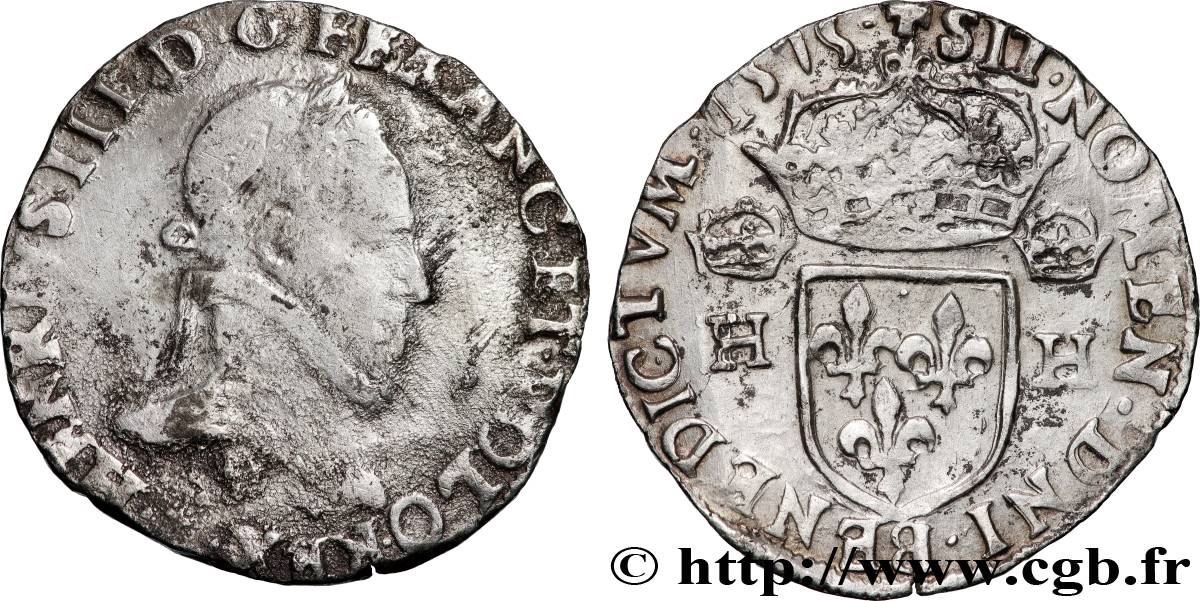 HENRY III Teston, 4e type 1575 Rennes q.MB/BB