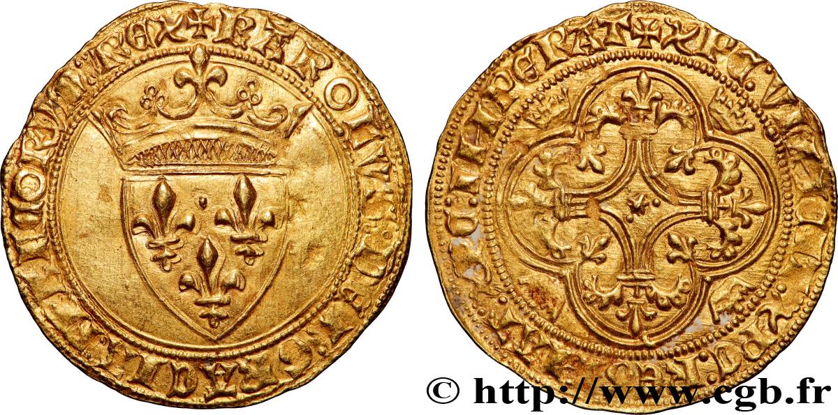 CHARLES VI LE FOU OU LE BIEN AIMÉ Écu d or à la couronne s.m. Toulouse TTB