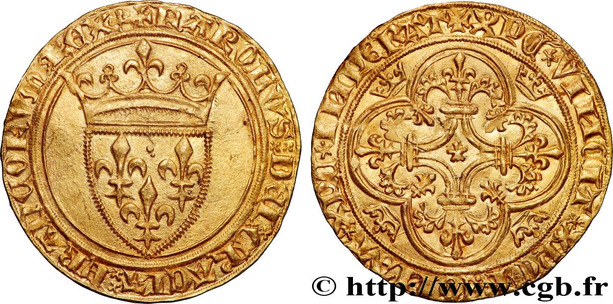 CHARLES VI LE FOU OU LE BIEN AIMÉ Écu d or à la couronne s.m.  SUP