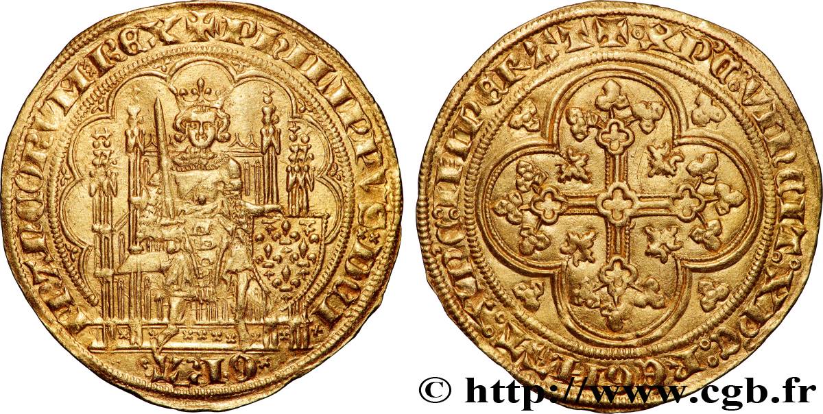 PHILIPPE VI DE VALOIS Écu d or à la chaise s.m.  TTB+