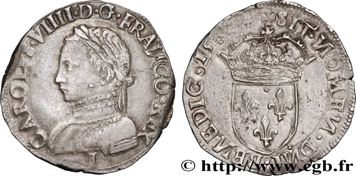 CHARLES IX Teston, 5e type 1562 Limoges TTB