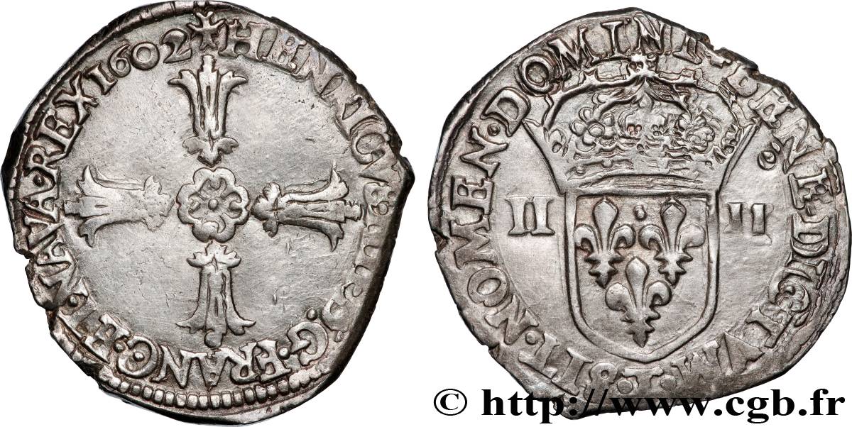 LOUIS XIII  Quart d écu, à la croix fleurdelisée, titulature côté croix 1643 Bayonne AU