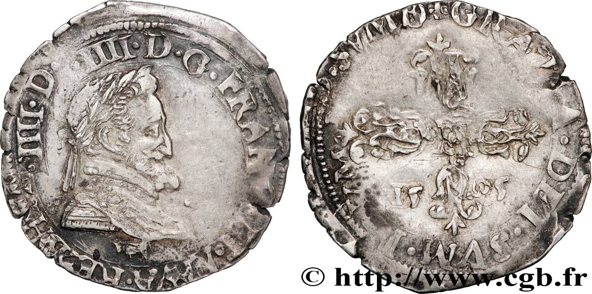 HENRY IV Quart de franc, 1er type de Béarn 1595 Morlaàs XF/VF