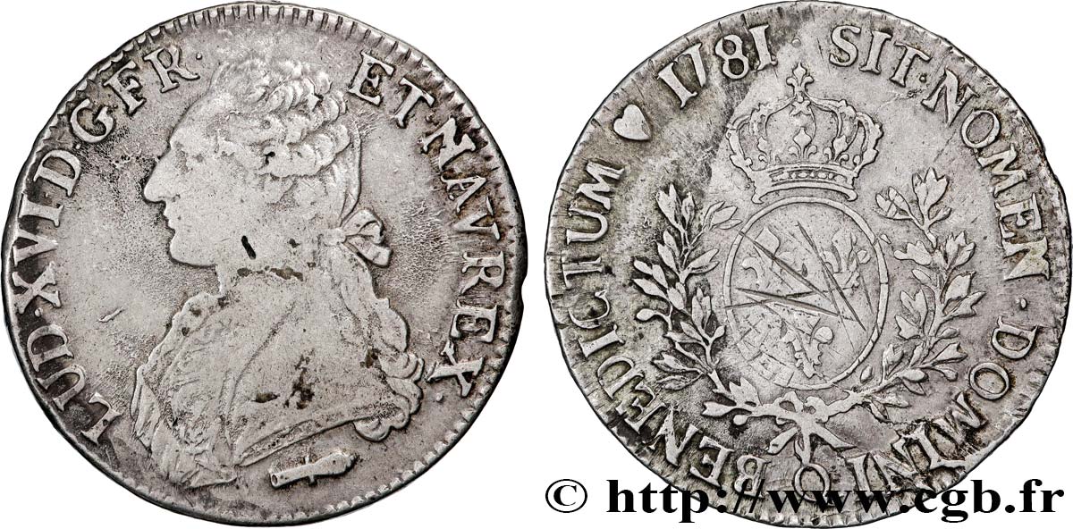 LOUIS XVI Écu aux branches d olivier 1781 Perpignan TB+/TTB