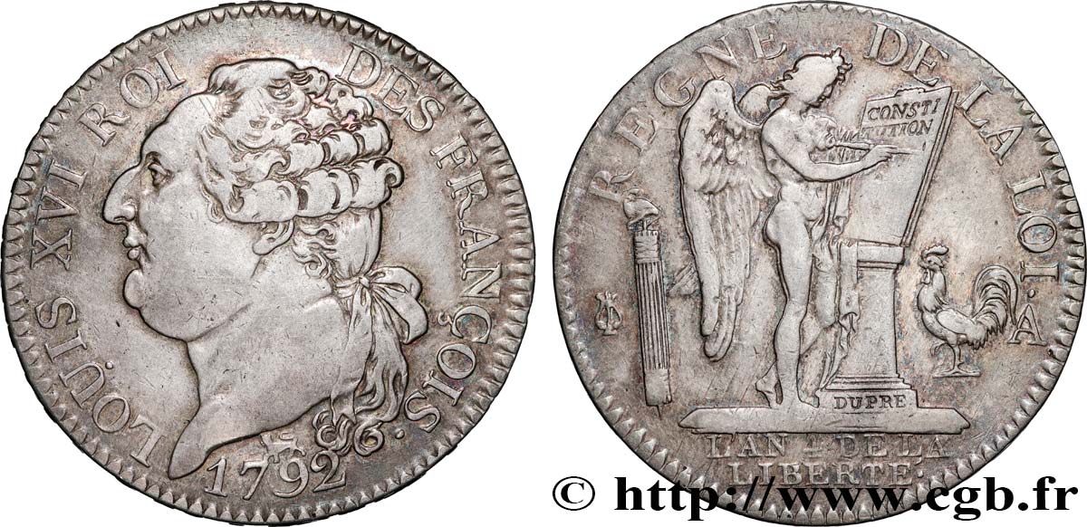 LOUIS XVI (MONARQUE CONSTITUTIONNEL)  Demi-écu au génie 1792 Paris TTB