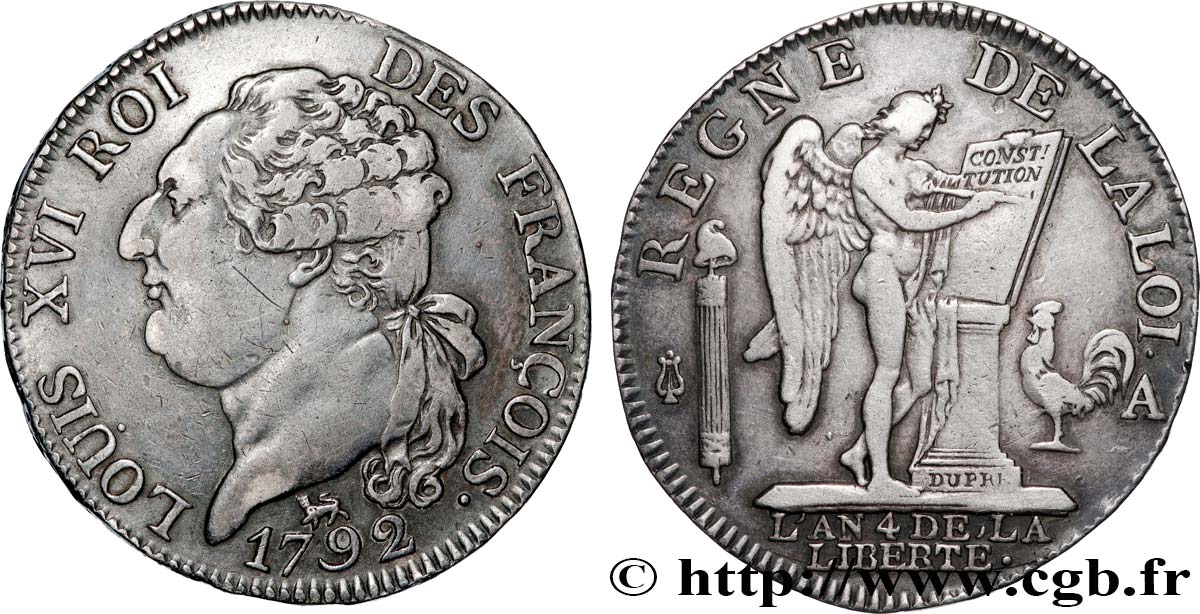 LOUIS XVI (MONARQUE CONSTITUTIONNEL)  Demi-écu au génie 1792 Paris TTB