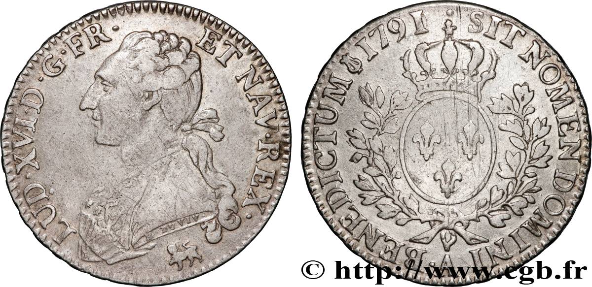LOUIS XVI Demi-écu aux branches d olivier 1791 Paris TTB/TTB+