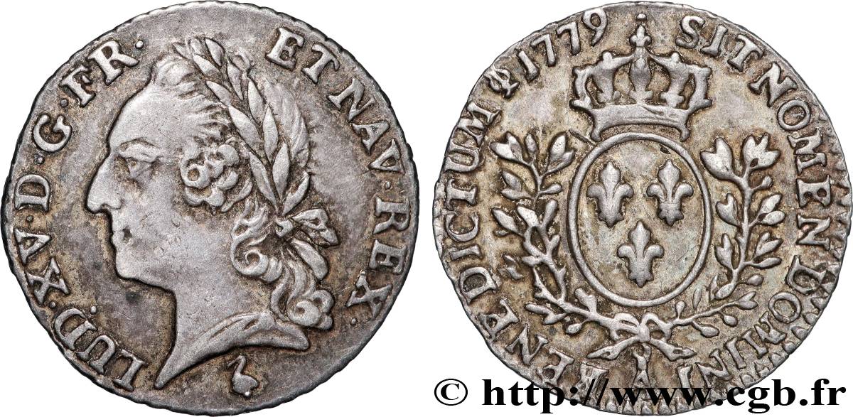 LOUIS XVI Vingtième d écu aux branches d olivier, buste lauré 1779 Paris TTB+
