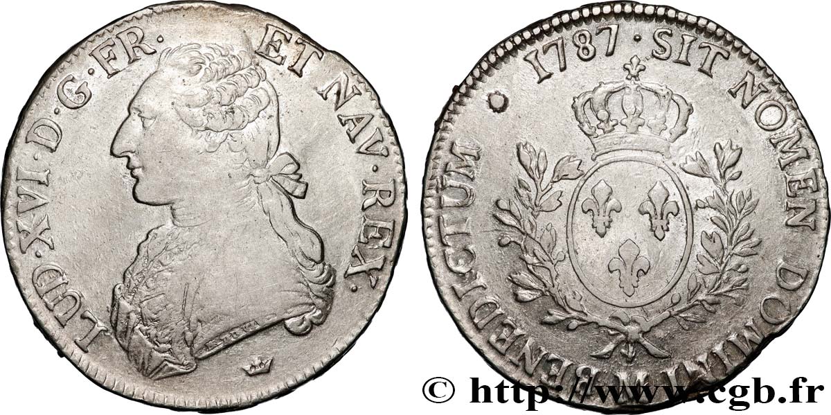 LOUIS XVI Écu aux branches d olivier 1787 Toulouse TTB+
