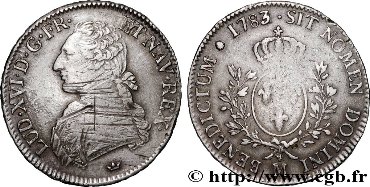 LOUIS XVI Écu aux branches d olivier 1783 Toulouse TB+