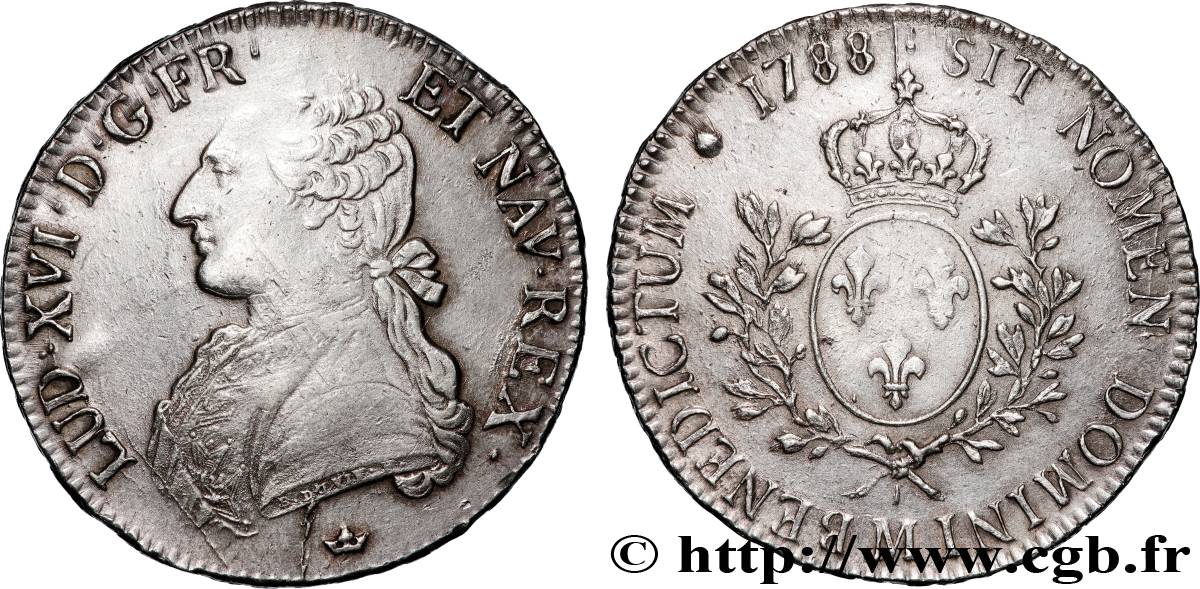 LOUIS XVI Écu aux branches d olivier 1788 Toulouse TTB