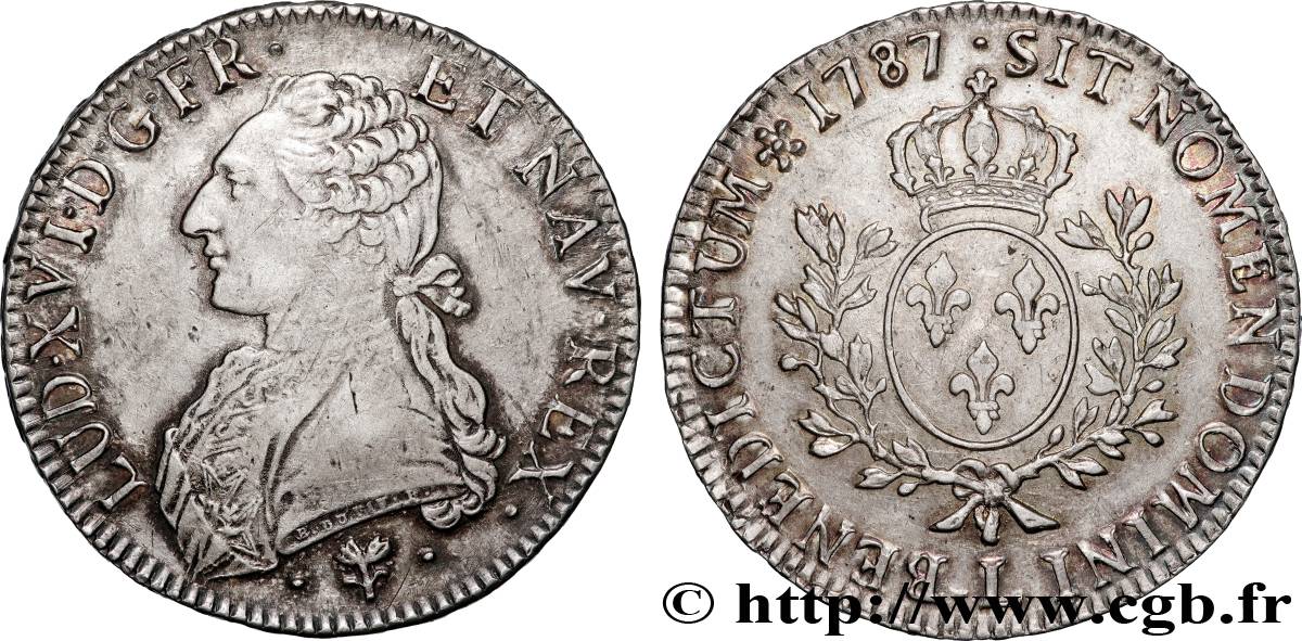 LOUIS XVI Écu aux branches d olivier 1787 Bayonne TTB+/SUP