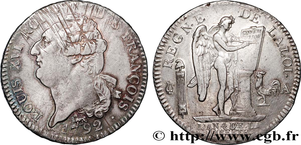 LOUIS XVI (MONARQUE CONSTITUTIONNEL)  Écu au génie 1792 Paris TTB+/SUP