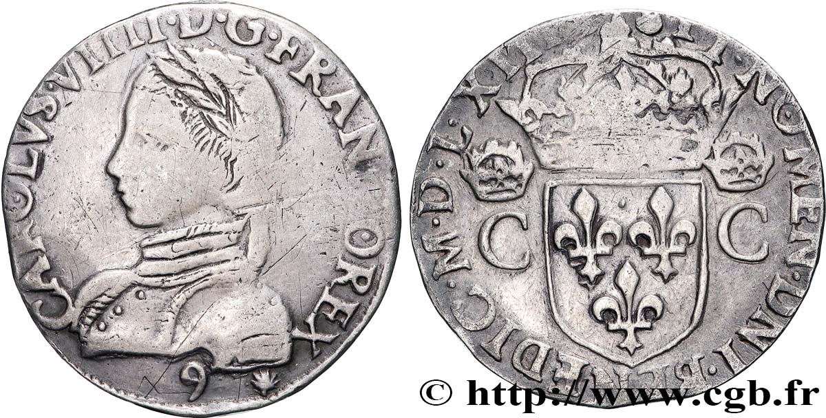 CHARLES IX Teston, 2e type 1564 Rennes TB+