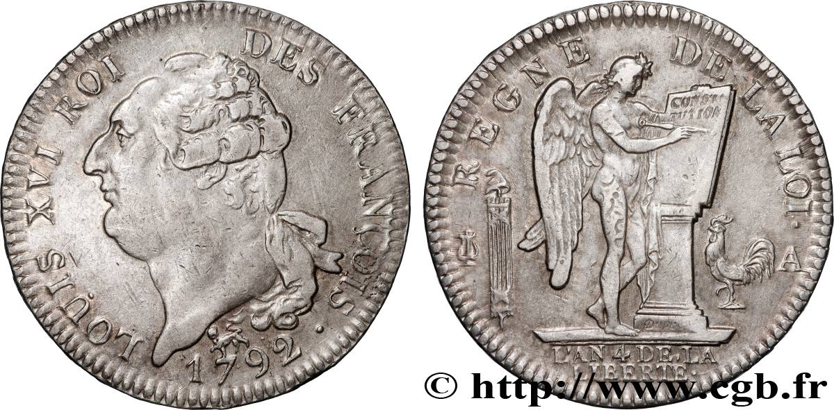 LOUIS XVI (MONARQUE CONSTITUTIONNEL)  Écu au génie 1792 Paris TTB+