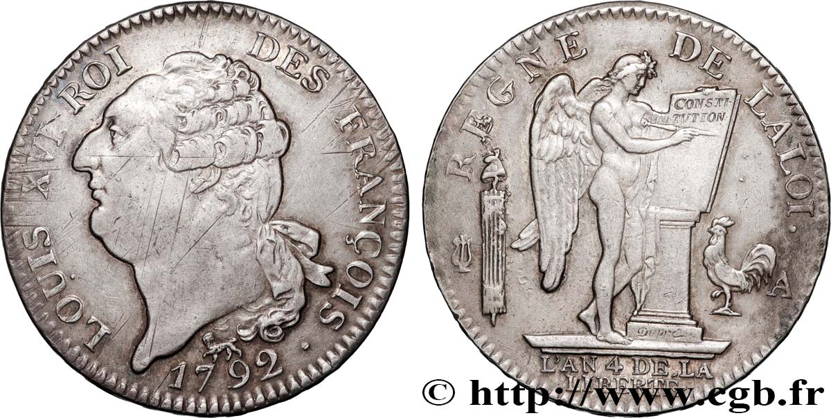 LOUIS XVI (MONARQUE CONSTITUTIONNEL)  Écu au génie 1792 Paris SUP/TTB+